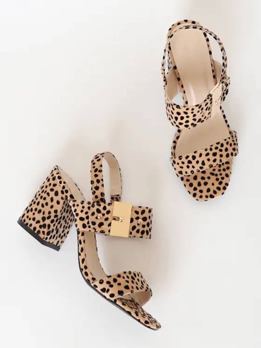 Tan & Black Leopard Print Suede Block Heels - Picture 3 of 16